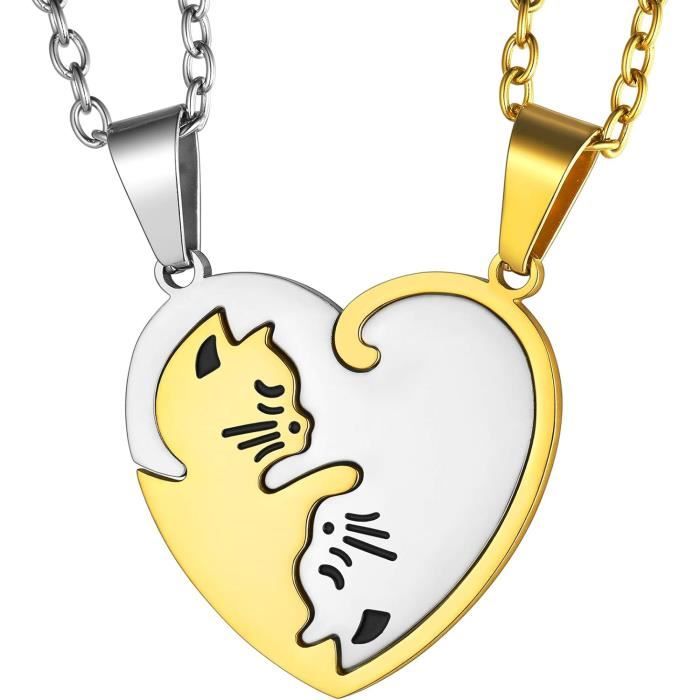 Collier Amitié Puzzle Cœur Cupimatch - 2/3/4/5/6 Pcs Personnalisable Pour Meilleurs Amis - Coffret Cadeau