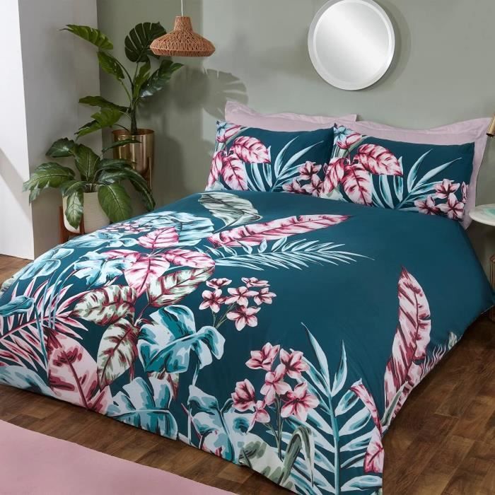 Parure De Lit Réversible Fox & Woodland Friends Catherine Lansfield - Housse Couette + Taie Oreiller (vert)