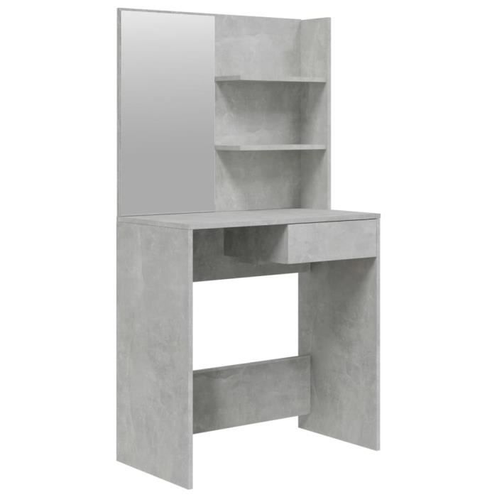 coiffeuse - design contemporain - gris - miroir - 141 cm