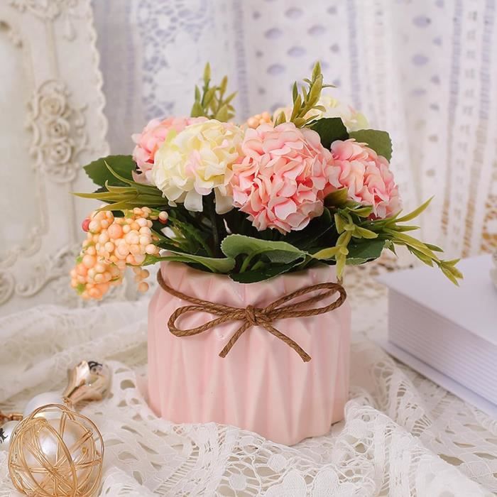 Roqueen 6 Pièces Petit Plantes Artificielles avec Pot, Plastique Mini Faux Plantes pour Table