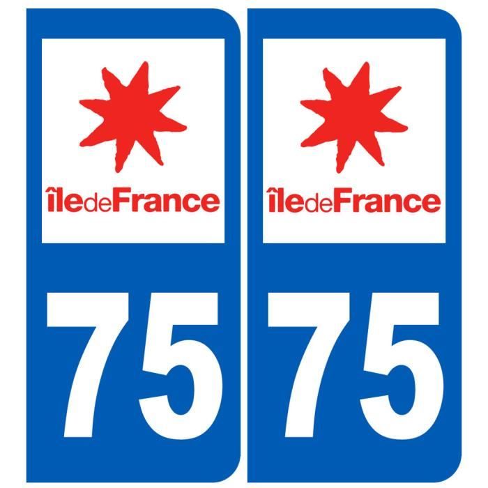 Autocollant (sticker) : numéro immatriculation 75 (Paris)