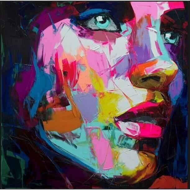 100% Peint à la main Peinture à l'huile Femme Face Moderne Art Toile  Tableau (Sans Châssis Sans Cadre) - Achat / Vente tableau - toile -  Cdiscount