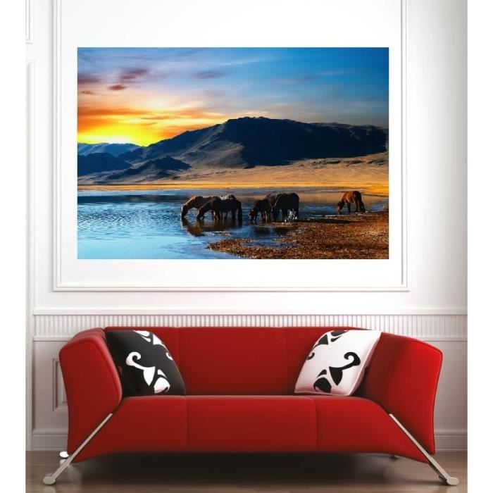 Empireposter Chevaux Feux Nature - Poster Photo 91,5 X 61 Cm - Impression Qualité Premium