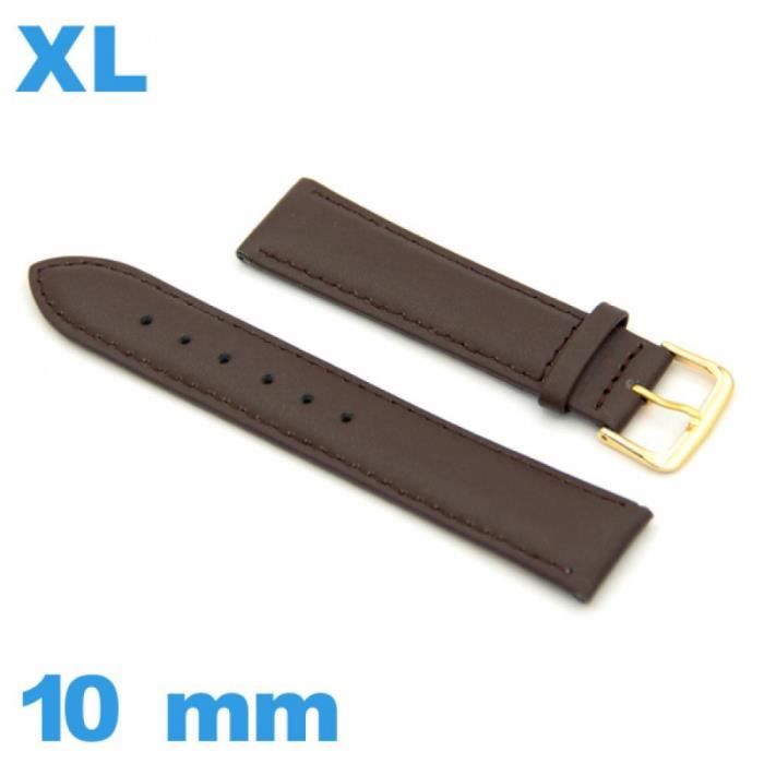 Bracelet De Montre Cuir Veau Façon Croco FLEURUS 10 Mm - Fabriqué En France
