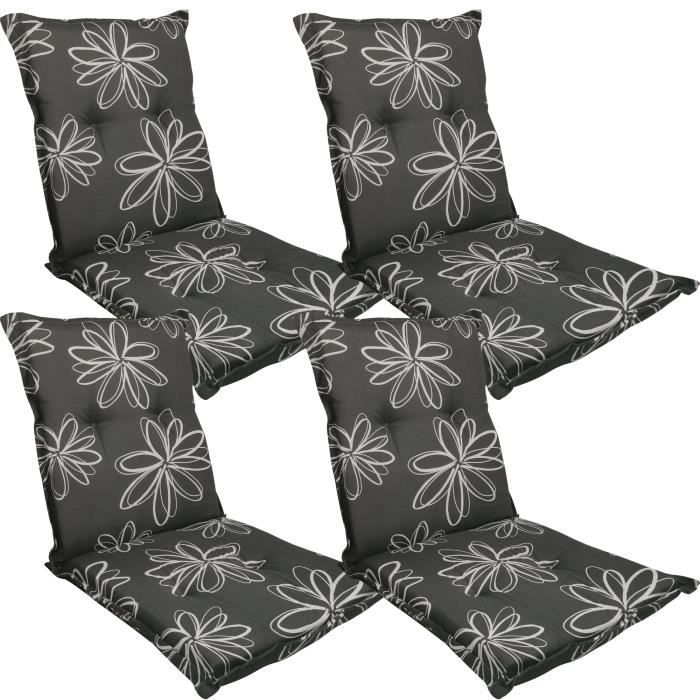 4x Coussins à dossier bas pour chaises de jardin 'Naxos' 98x49x6 cm