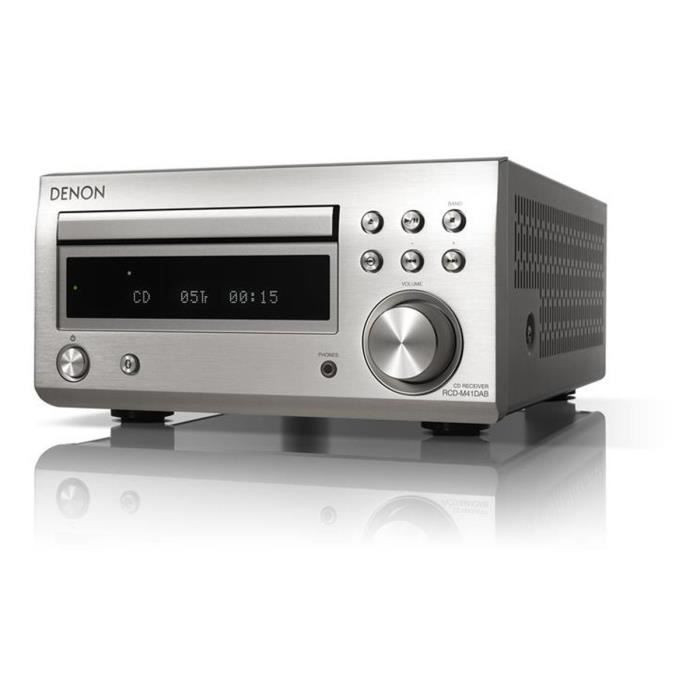 Micro-Chaîne Hi-FI Denon D-M41 Dab Argent-Bois - Lecteur CD-CD-R-CD-RW, Tuner FM-Dab-Dab+ et Bluetooth
