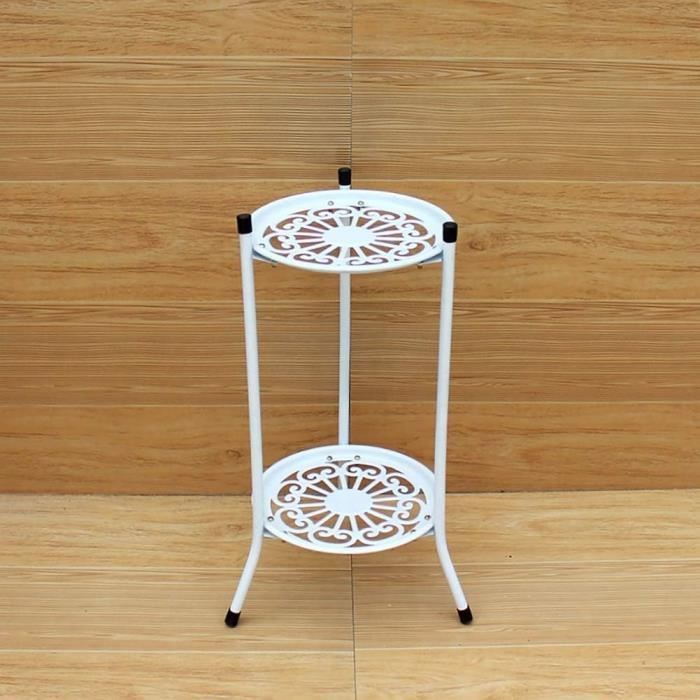 Supports De Pots De Fleurs En Métal - Lot De 2 | Design Fer Forgé Blanc Pour Intérieur/Extérieur - Stables Et Décoratifs