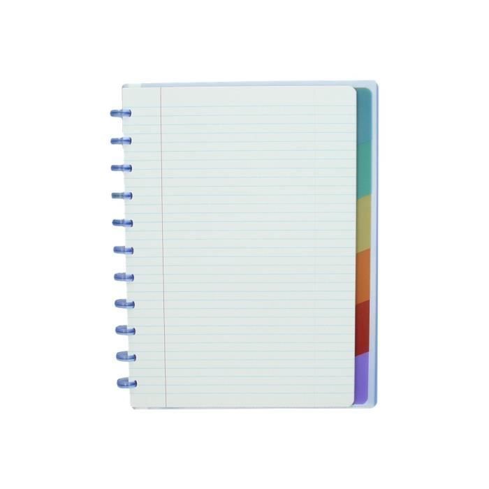 Cahier A5 à Anneaux Atoma - 72 Feuilles Lignées 8mm | Couverture Polypropylène Bleu Transparent