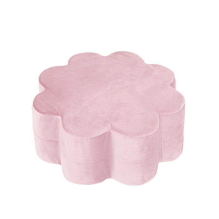 fleuri pouf enfant misioo - pouffe en mousse – velours pouf – meubles de chambre d'enfant - fleuri 54x25 cm - rose
