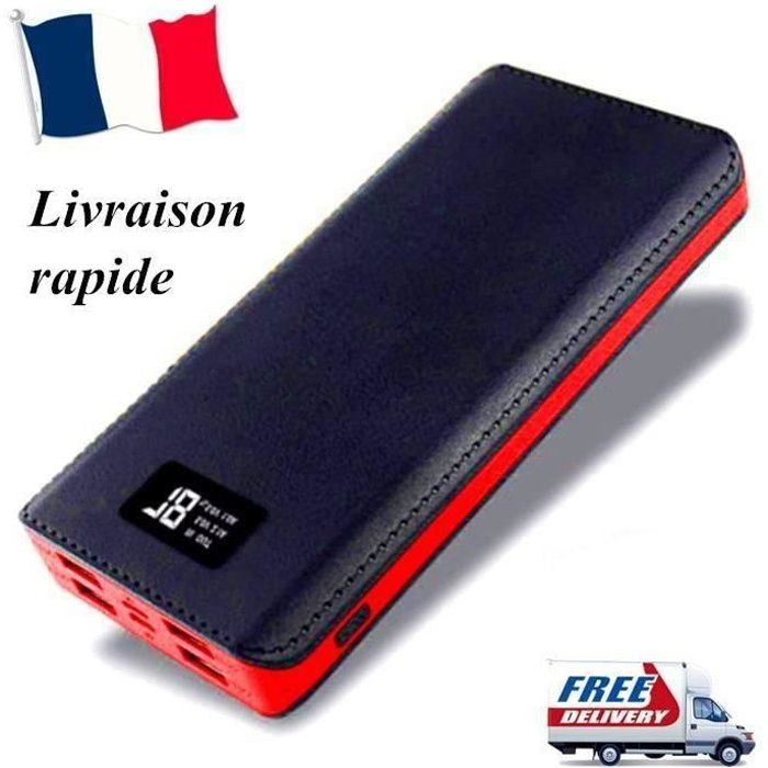 RUILIN®50000mAh Batterie externe Ecran LCD Batterie portable 4USB pour tous les téléphones mobiles (Noir + rouge)