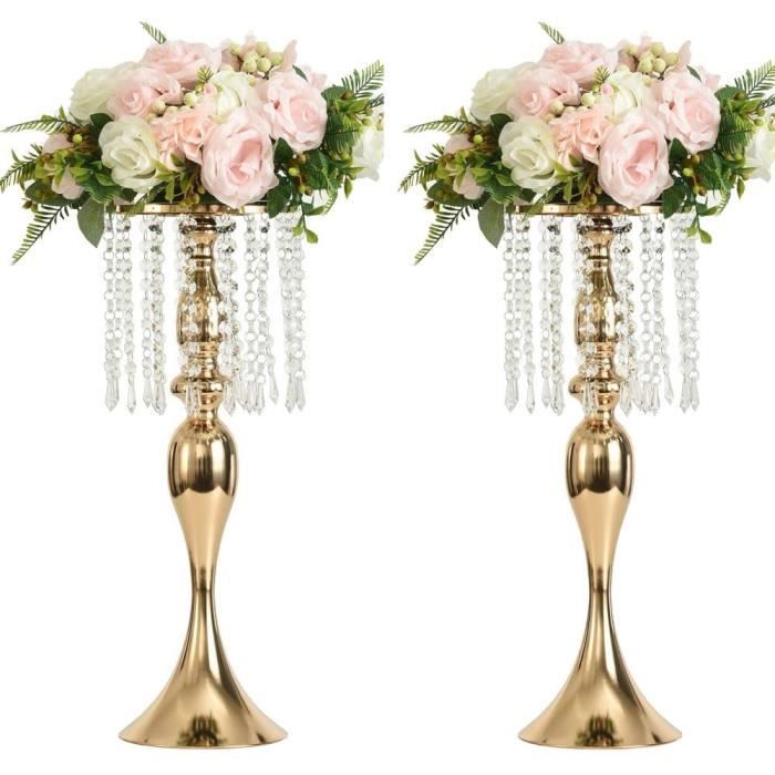 13 argenté pour décoration de mariage Lot de 2 bougeoirs Lanlong en acrylique imitation cristal Doré doré 
