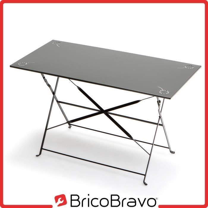 Table Pliante En Fer 120 X 60 Cm Exterieur Bistrot Couleur Gris