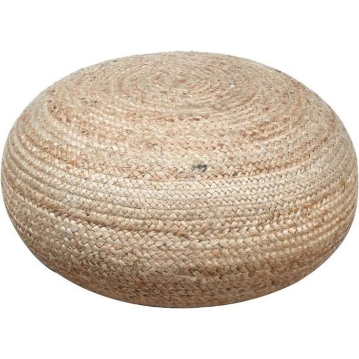 Pouf Rond En Osier Brun 66 Cm Marron 22059SG Cdiscount Maison