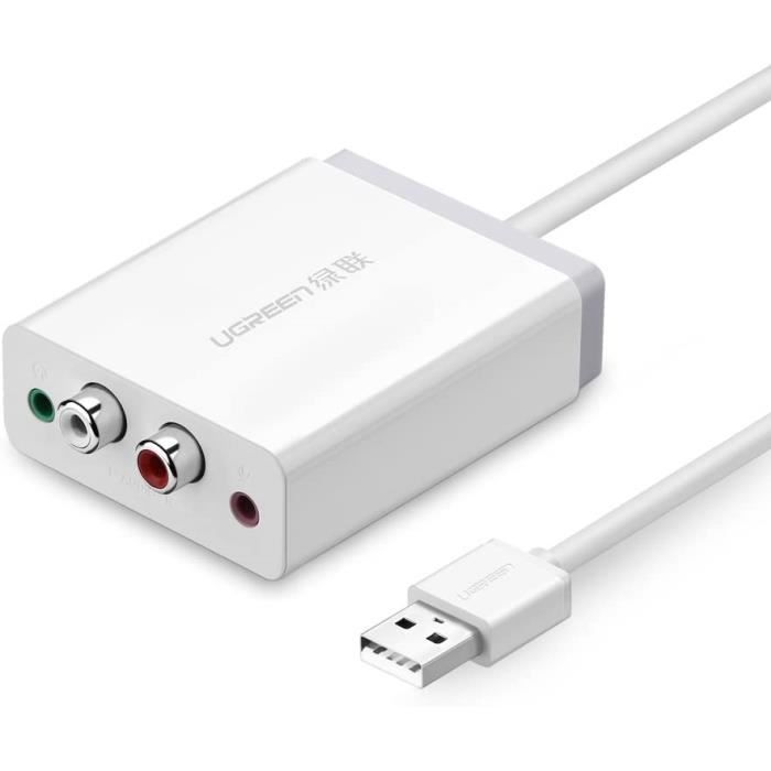 UGREEN Carte Son Externe Adaptateur USB Audio vers 3,5 mm Jack Compatible  avec PS5 PS4 Pro PS4 Slim Casque Gamer Enceinte Microphone