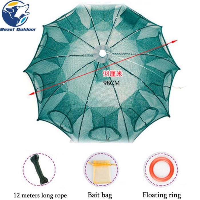 Filet De Pêche Pliable Hexagonale 6 Trous - Pour Anguilles, Crabes, Crevettes - Format Compact Transport Facile - 2
