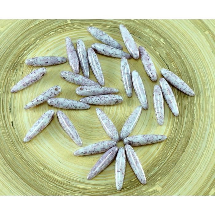 30pcs argent violet bleu azur Czech glass poignard Perles Plat feuille 5 mm x 16 mm 30pcs argent violet bleu azur Czech glass poignard Perles Plat feuille 5 mm x 16 mm