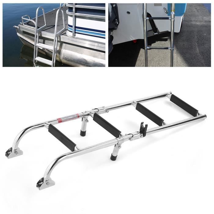 Échelle Télescopique Pour Bateau 4 Marches - Acier Inoxydable, Longueur Déployée 115 Cm, Neuve