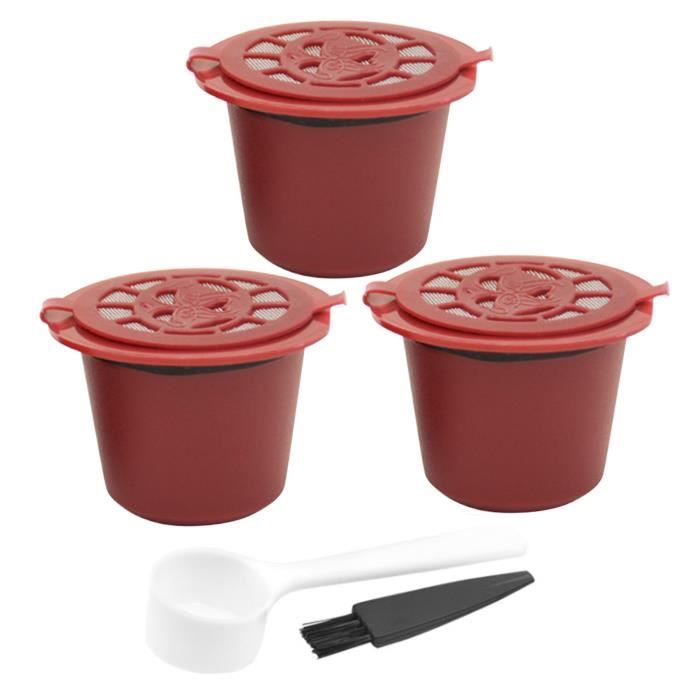 Lot 5 Capsules Réutilisables Dolce Gusto + Cuillère – Café Personnalisé & Économique Noir 50 Ml