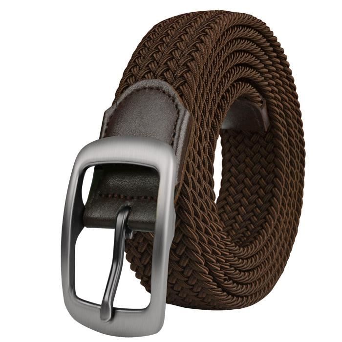 130 cm pour la taille42 45 Brun 04 ceinture tress e en m tal pour hommes lastique extensible noir