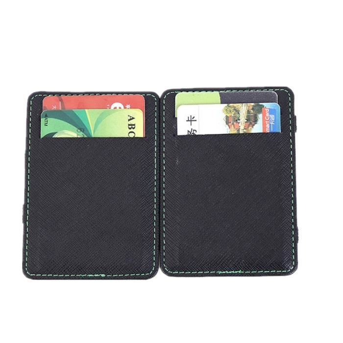 vert PURDORED – portefeuille en cuir PU RFID pour hommes, étui magique pour cartes de crédit et d'identité, é