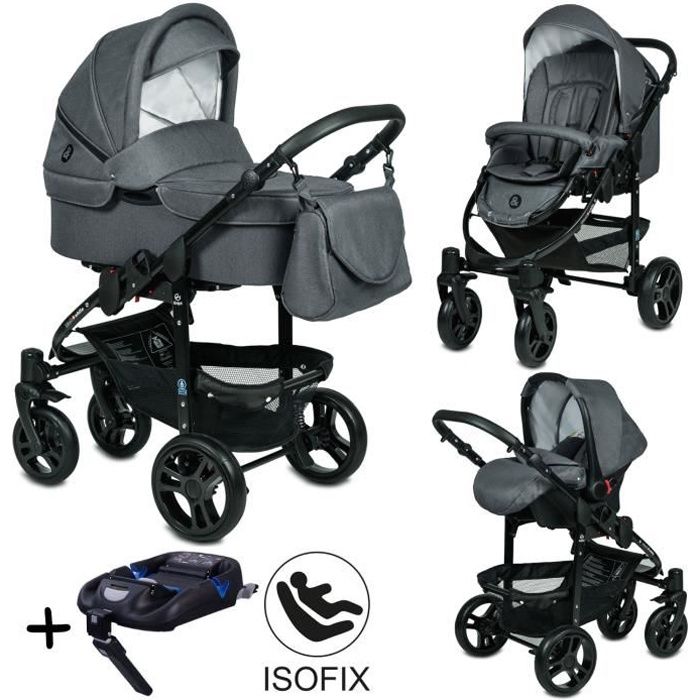 Poussette trio b&w isofix best sale