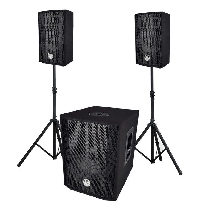 Système sono 2.1 - BM SONIC - BMS1208 - 1000W (600W caisson 30cm) - Bluetooth USB/SD - Pieds réglables 100-160cm