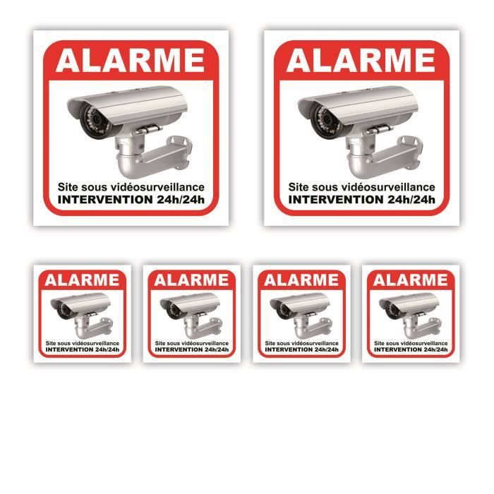 Surveillance Video Alarme maison - Lot de 6 : dim. 100x100mm (x2) + dim. 50x50mm (x4) - Anti UV - garantie 5 ans - SDRBca