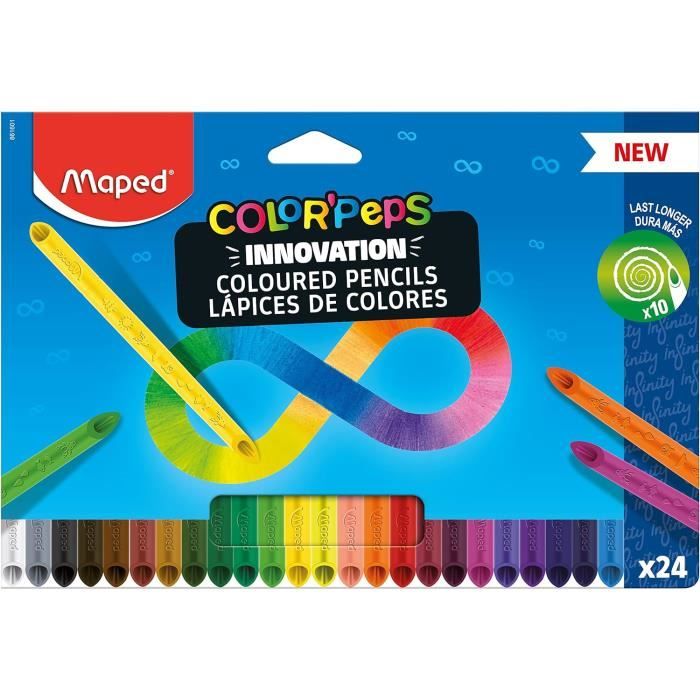 Maped Color'Peps Infinity – Crayons De Couleur 100% Mine, Sans Taille, Triangulaires, Lot De 36, Zéro Déchet