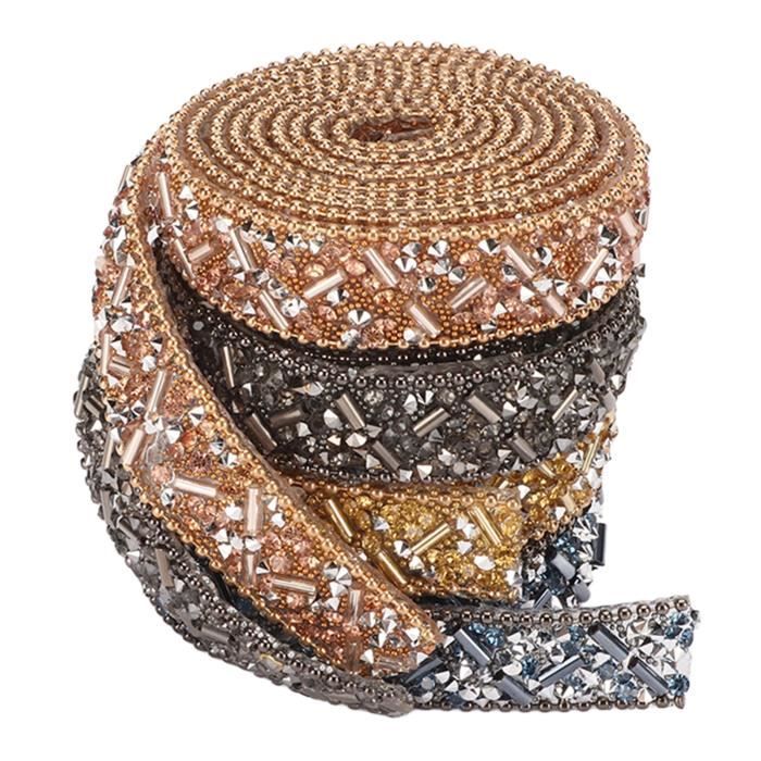Ruban Strass Cristal Ticeed 10m - 100 Fermoirs Inclus, DIY Bijoux Déco