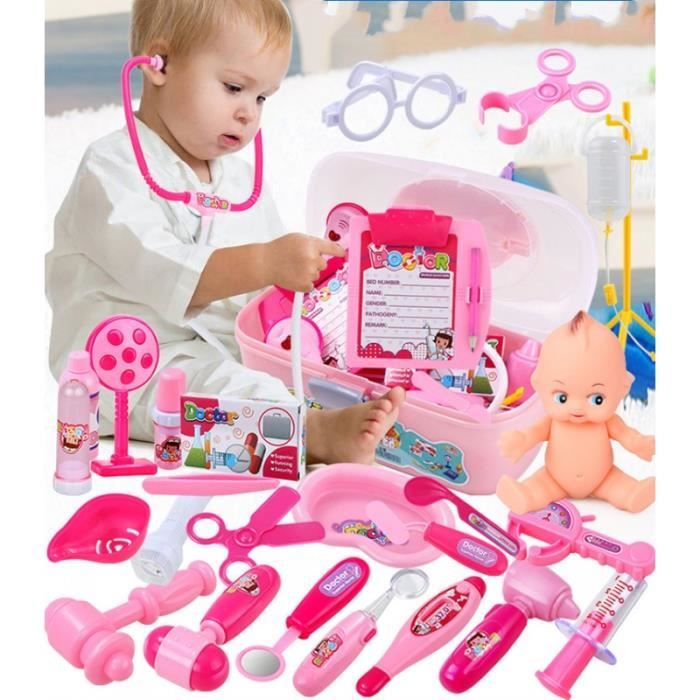 Kit Docteur Enfant Avec Chariot - Jeu De Rôle Médical, Stéthoscope Lumineux, Costume - Cadeau 3-8 Ans - 6