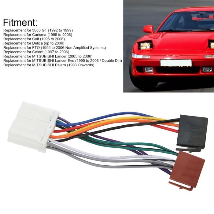 Adaptateur ISO 16 Broches Pour Autoradio Mitsubishi (1995-2006) - Faisceau De Conversion 12V Facile à Installer