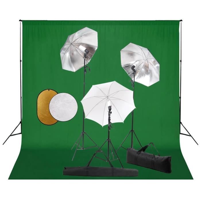 Kit de studio photo avec lampes toile de fond et réflecteur H11936
