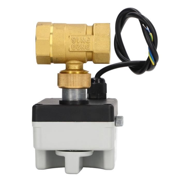 Robinet à Bille Électrique DN20 2 Voies AC220V Avec Fonction Manuelle - Vanne Laiton Pour Contrôle Flux Eau