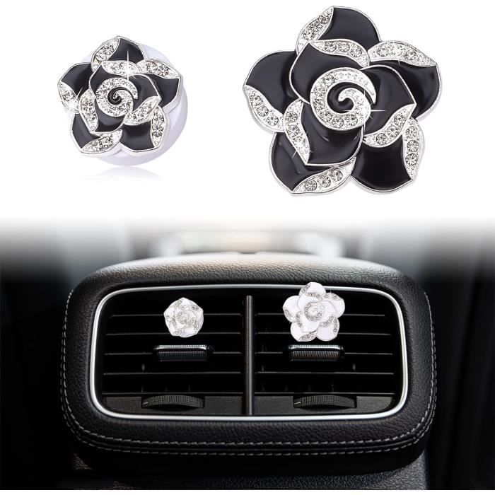 Lot De 6 Clips Désodorisants Voiture En Forme De Marguerite – Blanc, Noir, Rouge – Décoration Intérieure – Compatible Pastilles Parfum - 3
