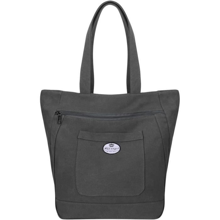Sac Fourre-tout En Toile Pour Femme - Grand Compartiment Ordinateur 15,6" - Idéal Voyage, Shopping, Travail - Noir Ou Beige