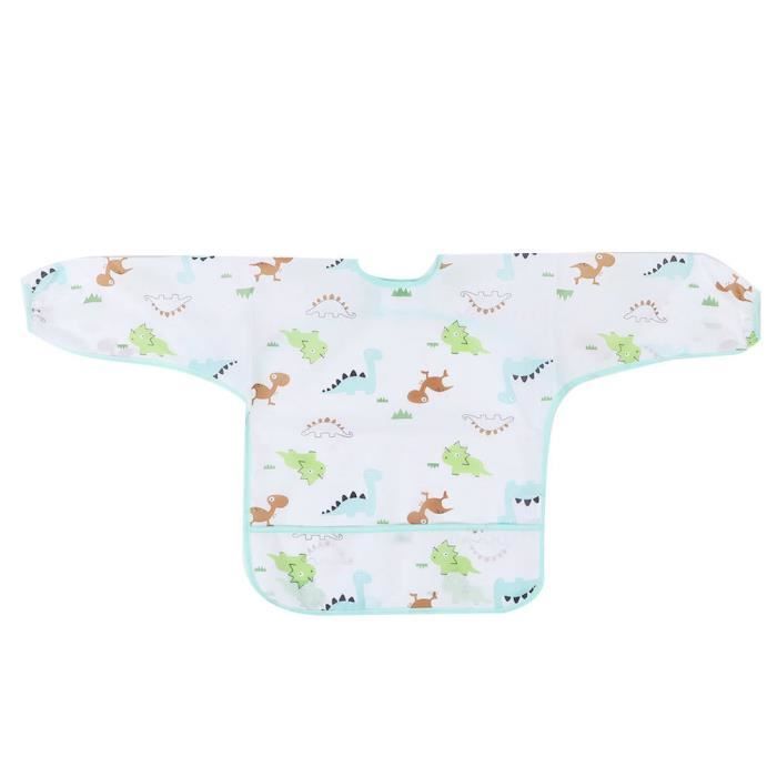 Bavoirs Bébé à Manches Longues - Lot De 2 - Imperméable Et Lavable - Motifs Grenouille/Chiot - 6 Mois à 3 Ans