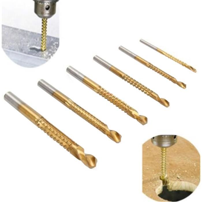 6PCS Haute Vitesse Acier Haute Vitesse Acier Revêtement Titane Drill Bit Set 3//4//5//6//6.5//8mm