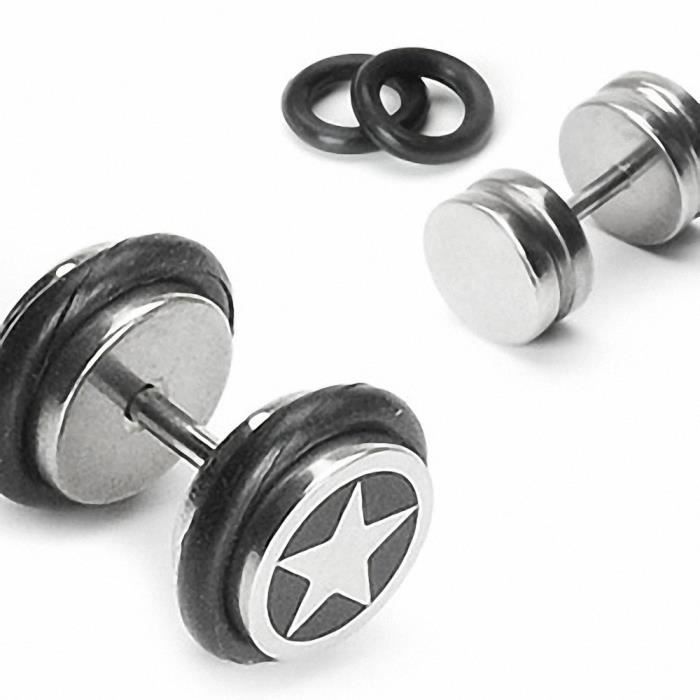 Faux Piercing Plug Oreille étoile noir