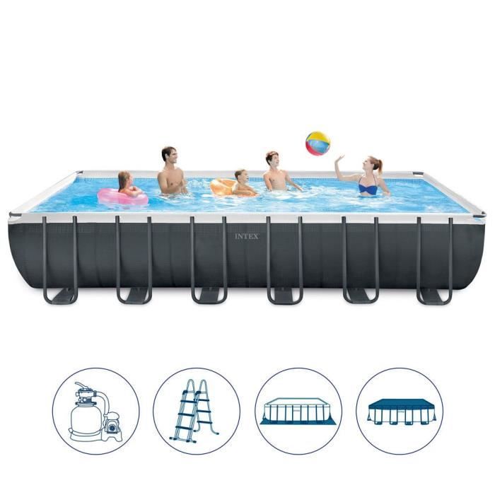 Piscine tubulaire hors sol INTEX - 732 x 366 x h132 cm - Filtre à sable - Accessoires 26364