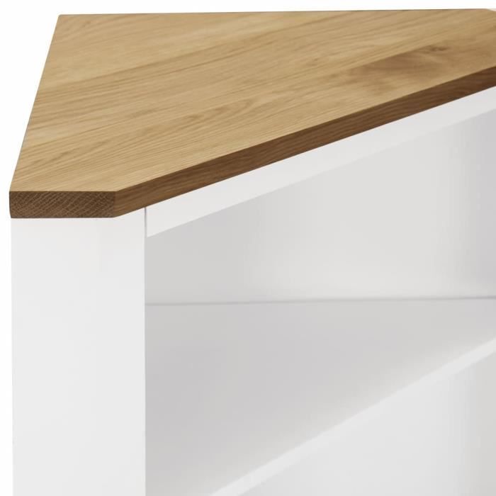 armoire d'angle en bois de chêne massif kimiss - 59x36x100 cm - 4 étagères