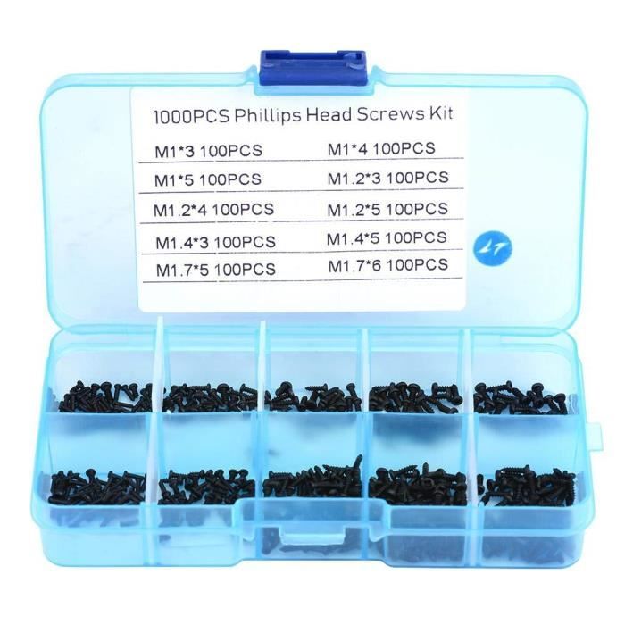Lot De 50 Vis Auto-taraudeuses 2x8 Mm Tête Ronde Phillips Nickelées