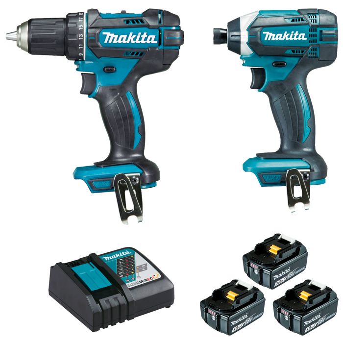 Ensemble de 2 machines 18V Perceuse visseuse DDF482 + Visseuse à chocs DTD152 MAKITA avec 3 batteries 18V 3. chargeur