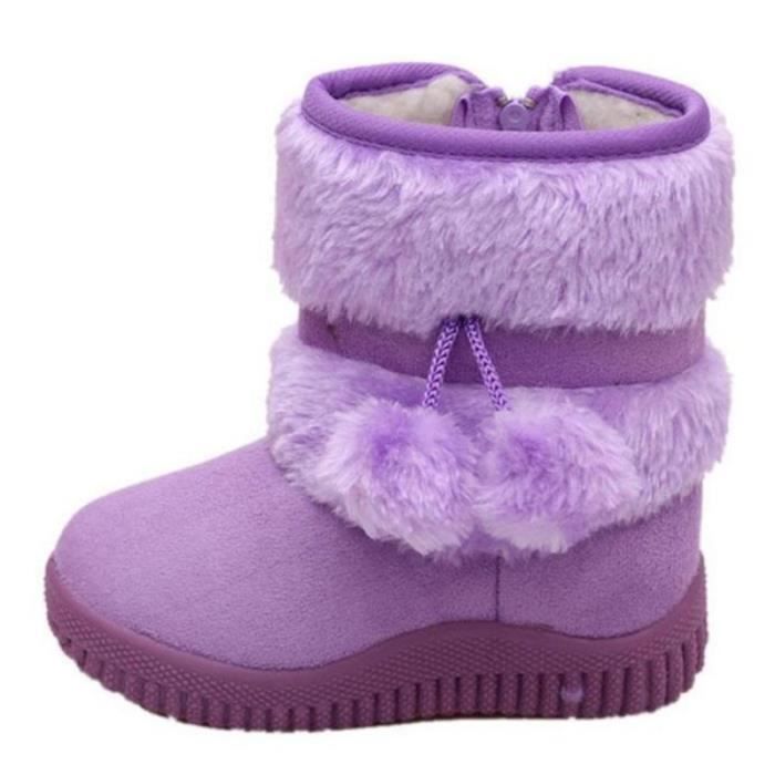 Enfant BéBé Bottes AntidéRapant Bottines En Cuir Chaud Polaire Cheville Bottines Vintage Hiver Bottes FourréE Chaussures D'hiver Chaud Doublé Pour Printemps Et D'automne Fille GarçOn