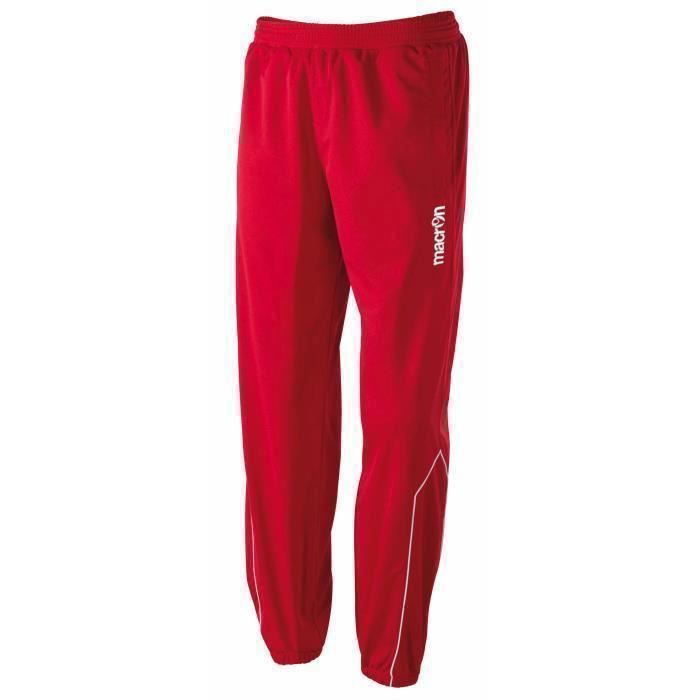 pantalon multisport - macron - era - rouge - homme - poches et ouverture bas de jambe avec zip