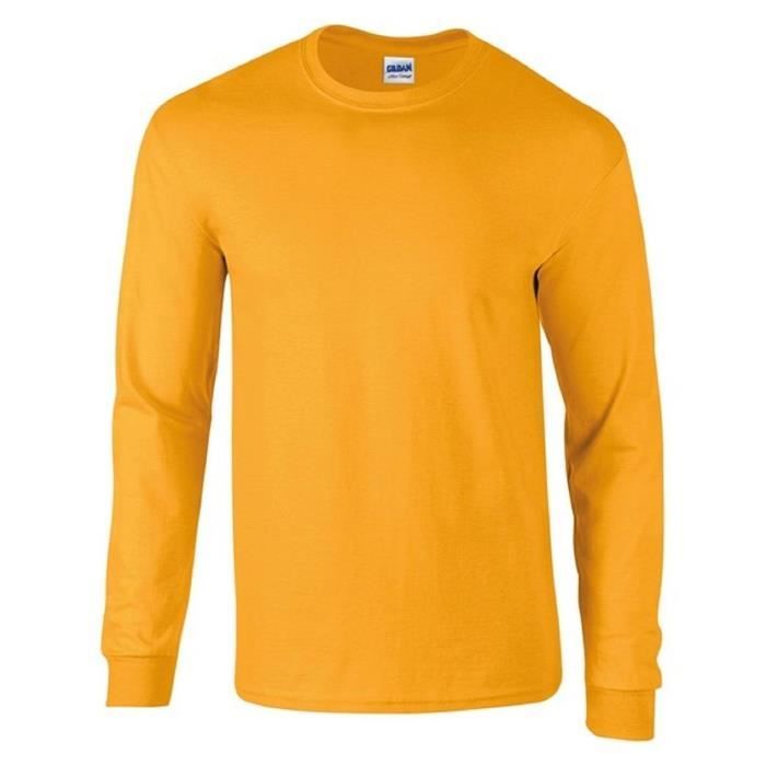 Tee shirt jaune manche longue homme best sale