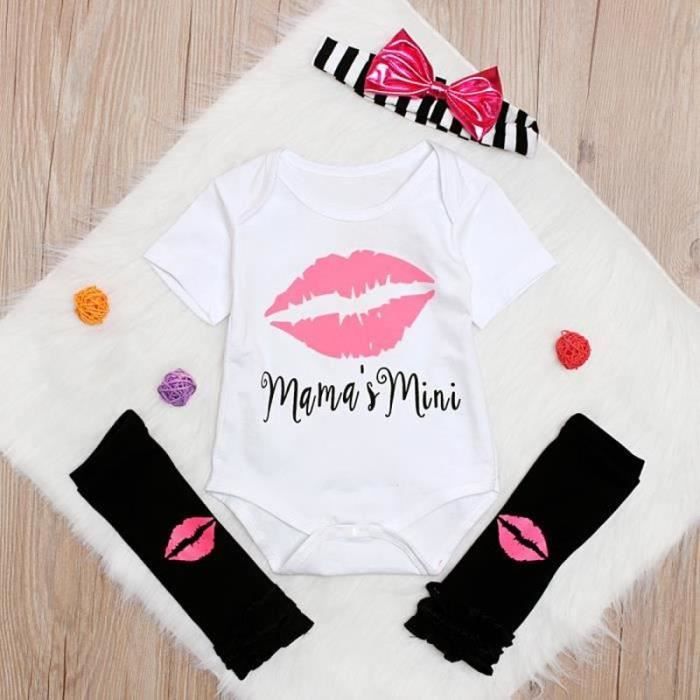 BODY 0 24 Mois Bebe Fille Body Manche Courte Mama s Mini avec Jambiere et Bandeau Cheveux Or Cdiscount Pret a Porter