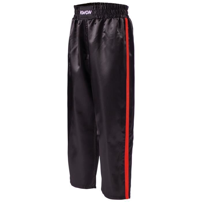 Pantalon Kick-Boxing satin enfant Kwon Clubline Schw. - noir/rouge - 140 cm
