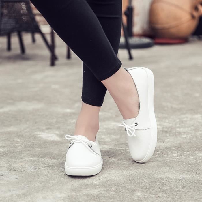 Chaussures Décontractées Pour Femme Et Fille - Lacets, Talon 2 Cm, Cuir Synthétique - 11