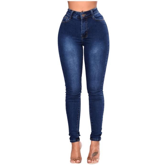 Mode Femmes Solide Taille Haute Stretch Slim Jeans Pantalon Crayon Décontracté m1645