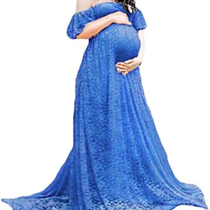 Robe de photographie de maternit?� - Marque inconnue - ??paules d?�nud?�es - Bleu Bleu - Cdiscount 